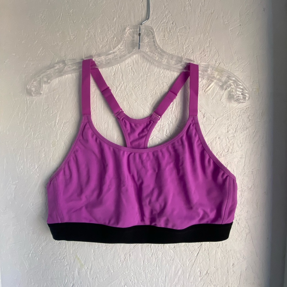 Purple Sports Bra with Black Band - ignore the wrinkles! 😉